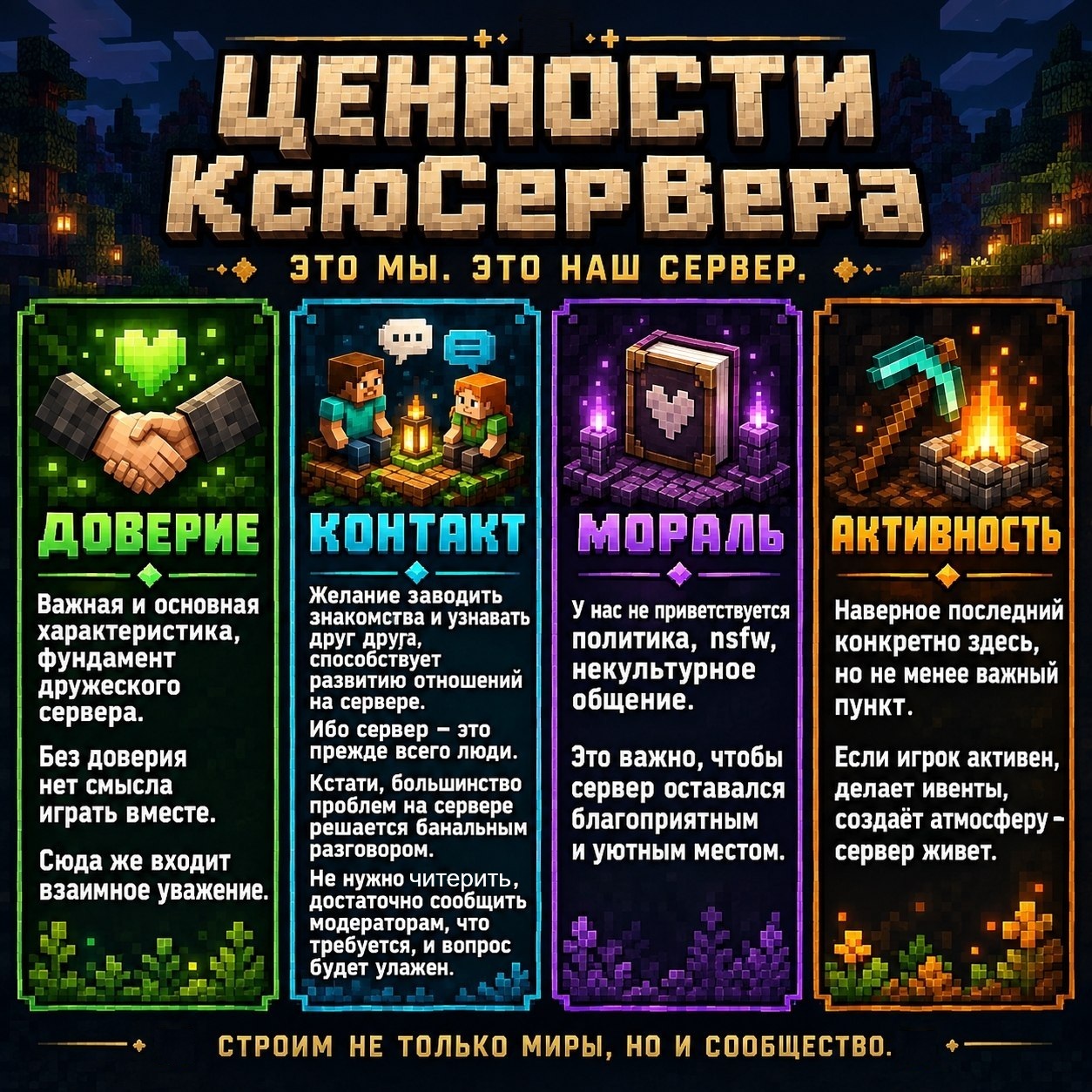 Картинка ценностей сервера